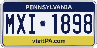 PA license plate MXI1898