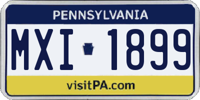 PA license plate MXI1899