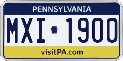 PA license plate MXI1900