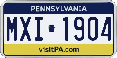 PA license plate MXI1904