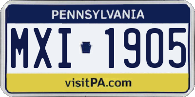 PA license plate MXI1905