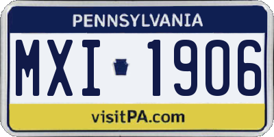 PA license plate MXI1906