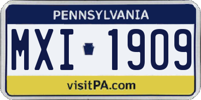 PA license plate MXI1909