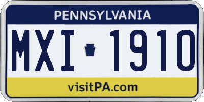 PA license plate MXI1910