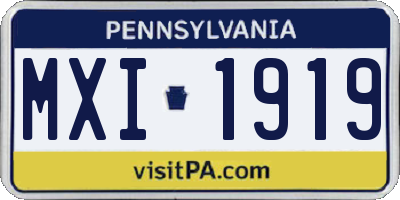 PA license plate MXI1919