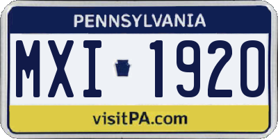 PA license plate MXI1920