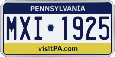 PA license plate MXI1925
