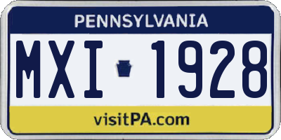 PA license plate MXI1928