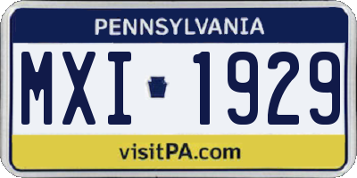 PA license plate MXI1929