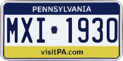 PA license plate MXI1930