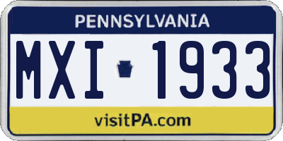 PA license plate MXI1933