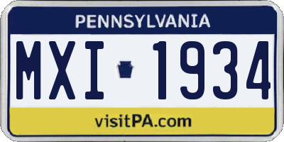 PA license plate MXI1934