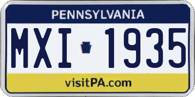 PA license plate MXI1935