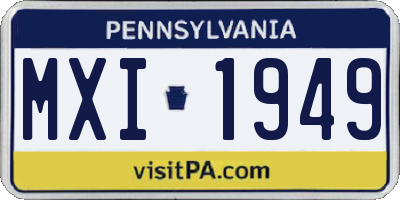 PA license plate MXI1949