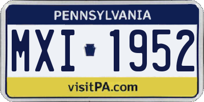 PA license plate MXI1952