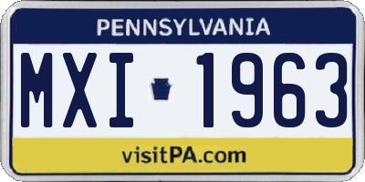 PA license plate MXI1963