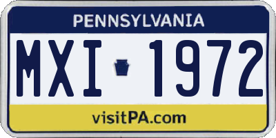 PA license plate MXI1972