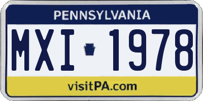 PA license plate MXI1978