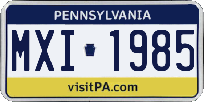 PA license plate MXI1985