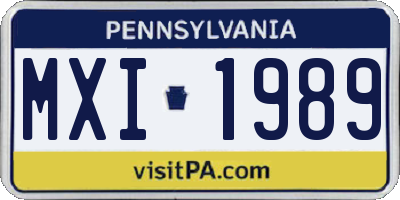 PA license plate MXI1989