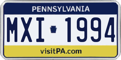 PA license plate MXI1994