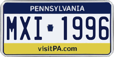 PA license plate MXI1996