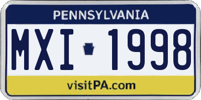 PA license plate MXI1998