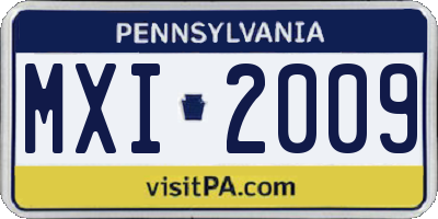 PA license plate MXI2009