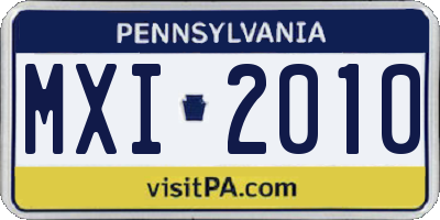PA license plate MXI2010
