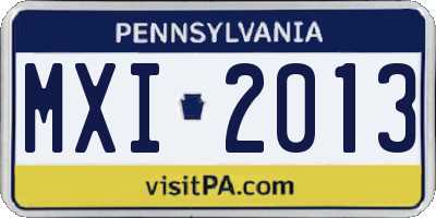 PA license plate MXI2013