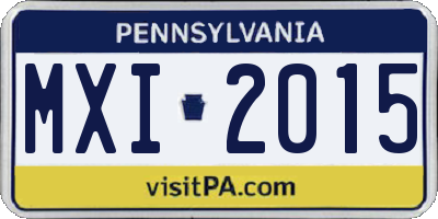 PA license plate MXI2015