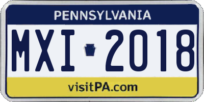PA license plate MXI2018