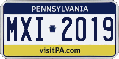 PA license plate MXI2019