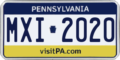 PA license plate MXI2020