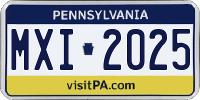 PA license plate MXI2025