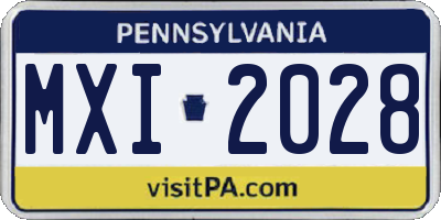 PA license plate MXI2028