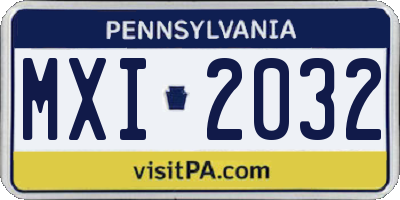 PA license plate MXI2032