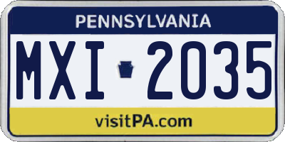 PA license plate MXI2035