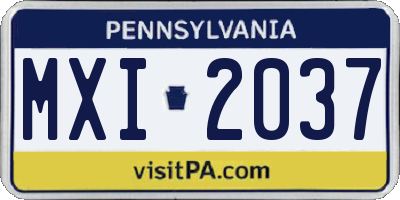 PA license plate MXI2037
