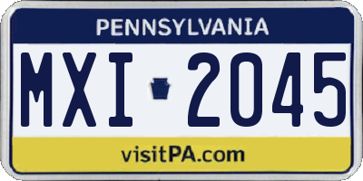 PA license plate MXI2045