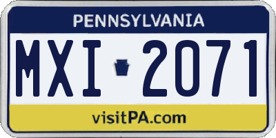 PA license plate MXI2071