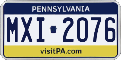 PA license plate MXI2076