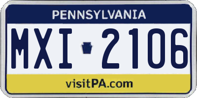 PA license plate MXI2106