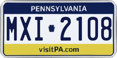 PA license plate MXI2108