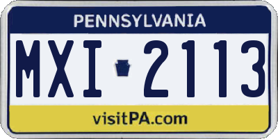 PA license plate MXI2113