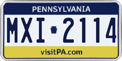PA license plate MXI2114