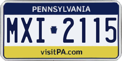 PA license plate MXI2115