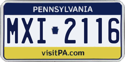 PA license plate MXI2116