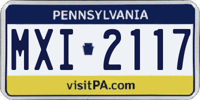PA license plate MXI2117