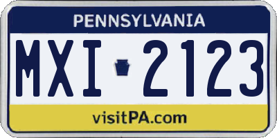 PA license plate MXI2123